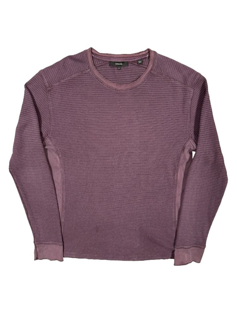 Vince Pima Cotton Waffle Knit Long Sleeve Shirt Peru Stretch Purple Medium